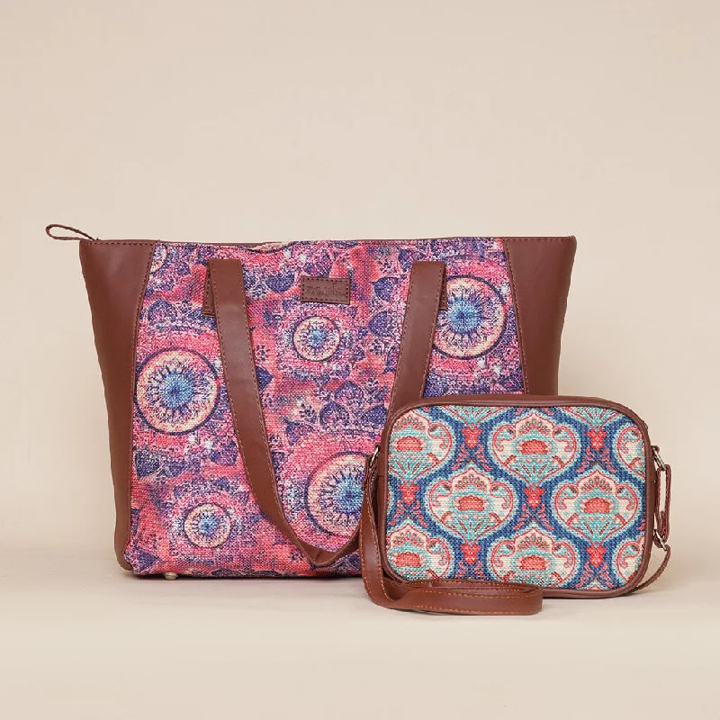 Designer-Inspired Bags At Budget-Friendly Prices Space Chakra & Kovil Blue - Side Tote Bag & Sling Bag Combo Designer-Inspired Bags At Budget-Friendly Prices Space Chakra & Kovil Blue - Side Tote Bag & Sling Bag Combo