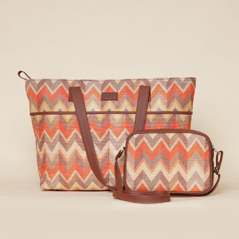 Vibrant Bags With Discounts Tidal Wave - Tote Bag & Sling Bag Combo