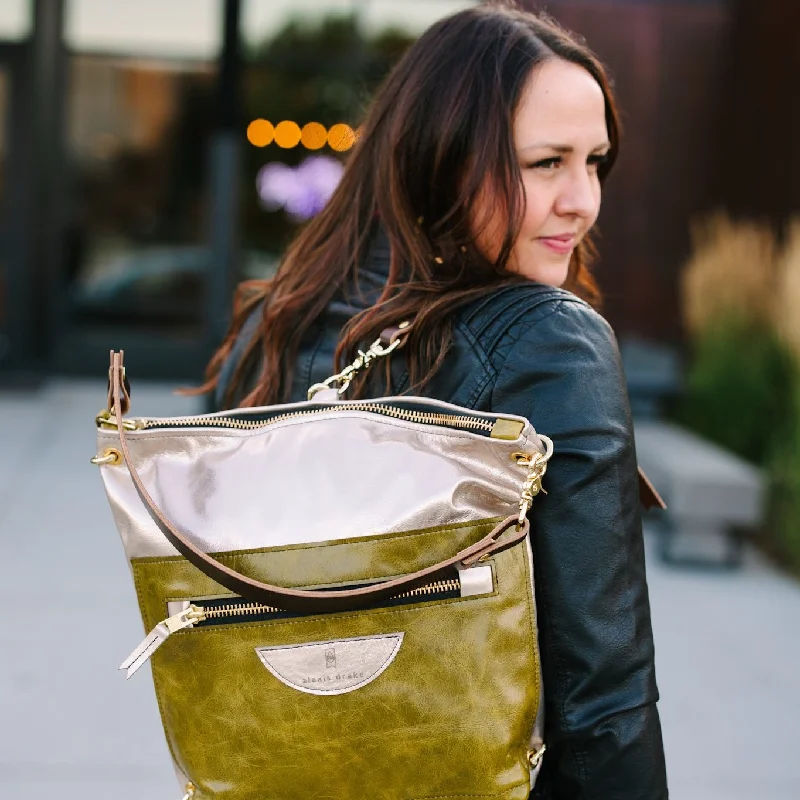 Luxurious Bags With Limited-Time Offers Urban Edge Collection | Backpack Shoulder Tote | Champagne Steel + Olive Leaf Luxurious Bags With Limited-Time Offers Urban Edge Collection | Backpack Shoulder Tote | Champagne Steel + Olive Leaf