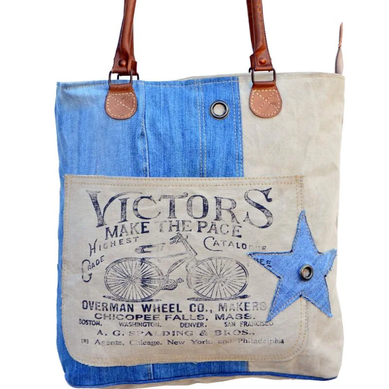 Bags For Free-Spirited And Artistic Styles Victor's Blue Canvas Tote
