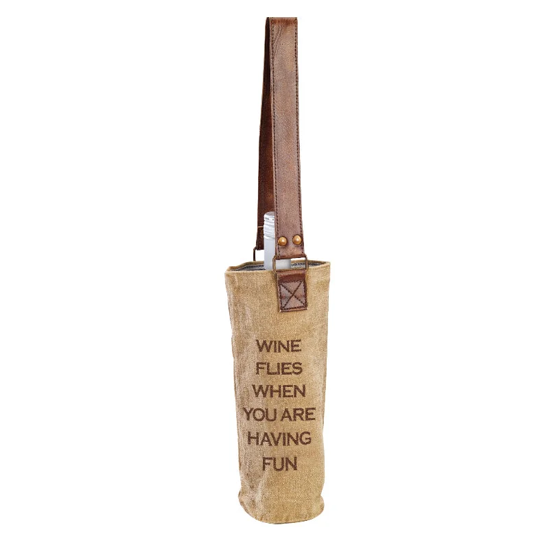 Trendy Bags For Sales Wine Flies Having Fun Canvas Wine Tote
