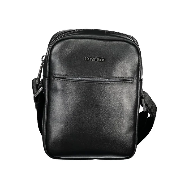 Luxury Bags For Professionals With Discounts Calvin Klein Eco-Chic Black Shoulder Bag with Logo Detail