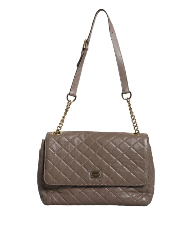 Edgy Bags For Bold And Daring Fashionistas Dolce & Gabbana Brown Quilted Leather Shoulder Purse Satchel Bag