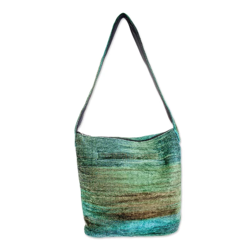 Genuine Bags On Clearance Sale Hand Crafted Bamboo Chenille Shoulder Bag  - Jade Magic