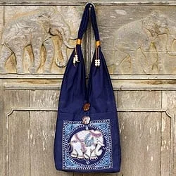 Trendy Bags For Teenage Girls Handcrafted Cotton Shoulder Bag  - Lucky Elephant