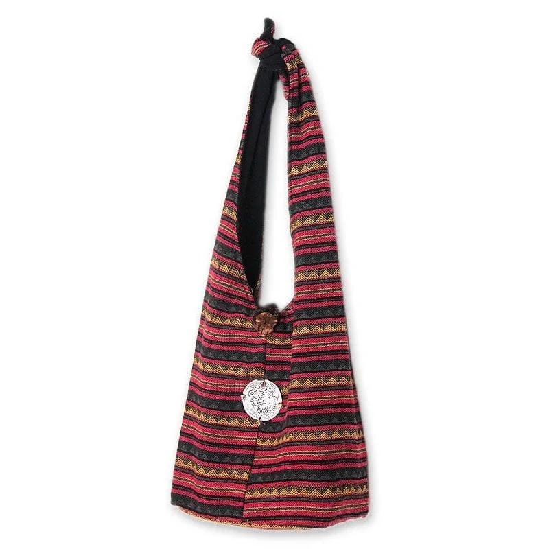 Luxurious Bags With Limited-Time Offers Handmade Striped Cotton Shoulder Bag  - Antique North