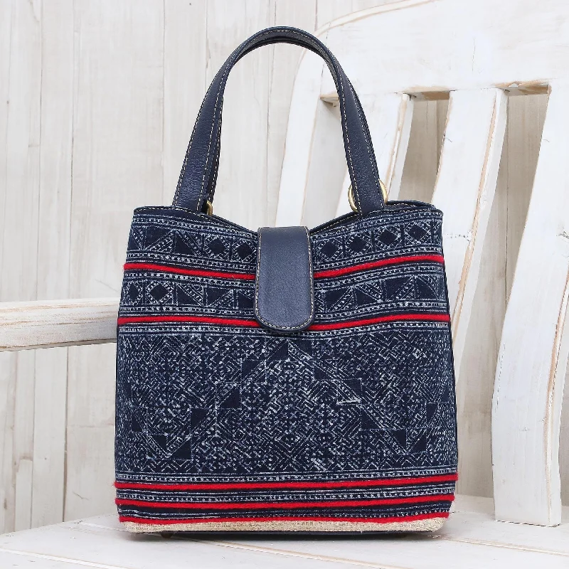 Stylish Bags With Discounts Hmong Batik Cotton Shoulder or Handbag - Hmong Blues