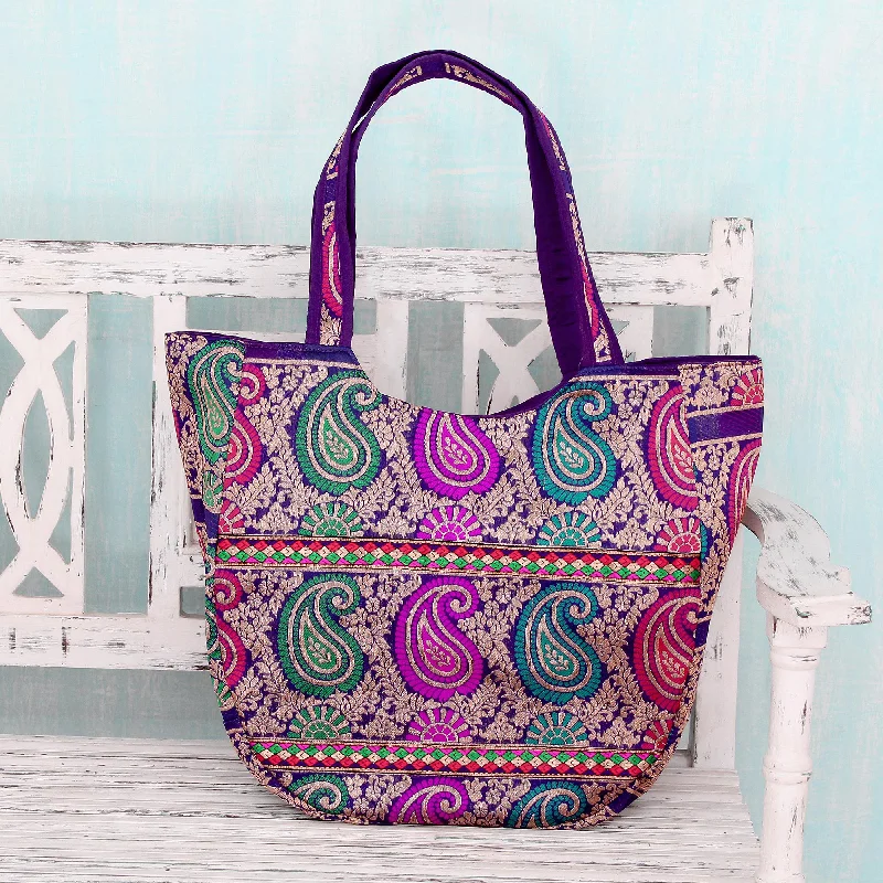 Cyber Monday Discounts On Bags Multicolored Brocade Shoulder Bag by Indian Artisan - Paisley Parade