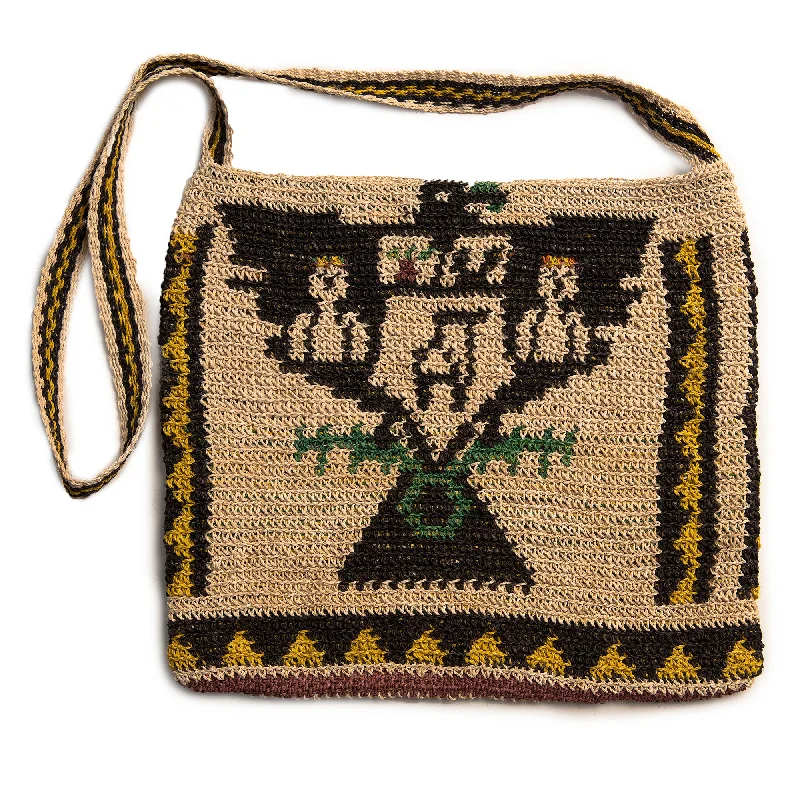 Cyber Monday Discounts On Bags Peruvian Amazon Clan Ocaina Symbol Design, Crocheted Shoulder Strap Bag