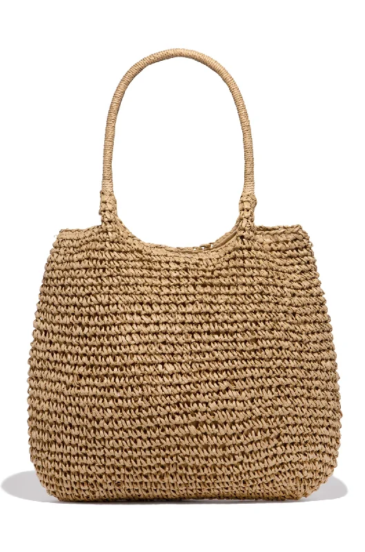 Clearance-Priced Bags Playa Tulum Woven Straw Shoulder Beach Bag - Tan