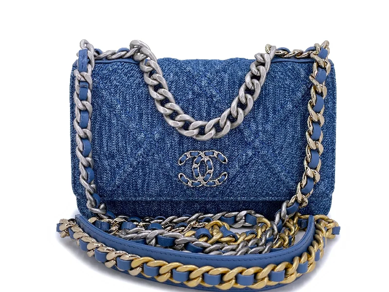 Bags With Seasonal Sales Chanel 19 Denim Wallet on Chain WOC Flap Shoulder Bag