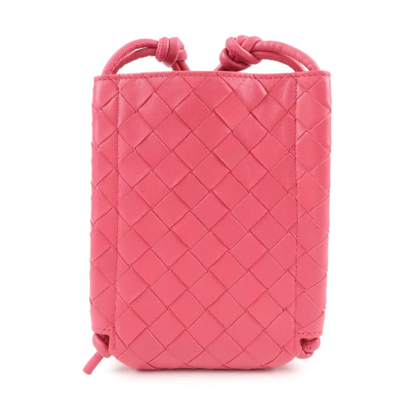 Bags With Discounts BOTTEGA VENETA Intrecciato Leather Shoulder Bag Pink 709279