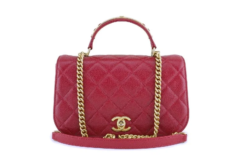 Trendy Bags For Women And Men In 2025 Chanel Red Caviar Classic Top Handle 2-way Shoulder Bag GHW