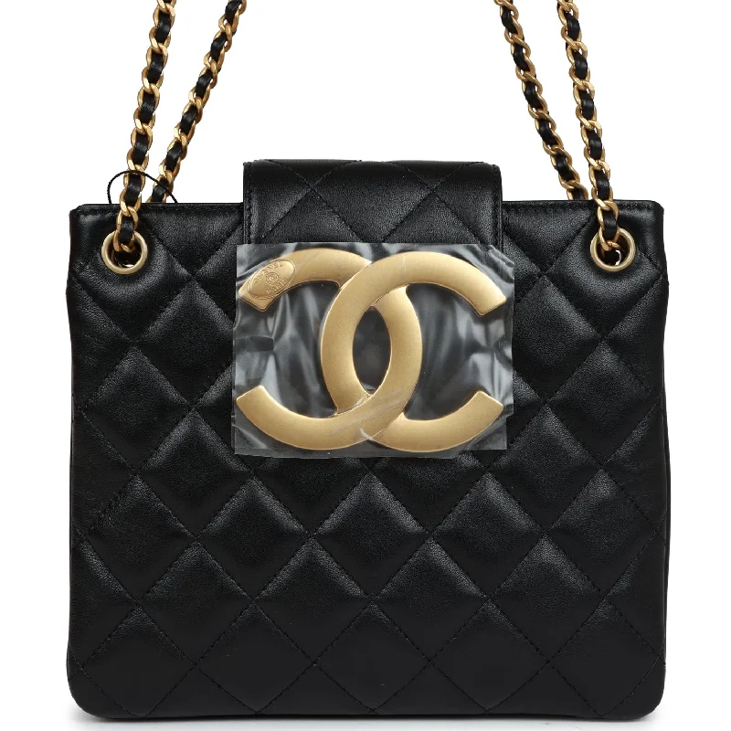 Black Friday And Cyber Monday Bag Deals Chanel Small Quilted CC Shoulder Bag Black Lambskin Antique Gold Hardware