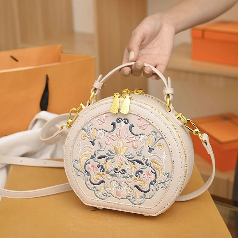 Clearance Bags For Budget Shoppers Regal Heritage Embroidered PU Leather Round Shoulder Bag