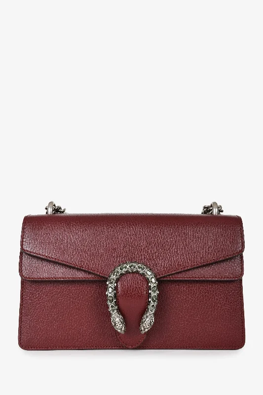 Trendy And Discounted Designer Handbags Gucci Burgundy Leather Small Dionysus Shoulder Bag