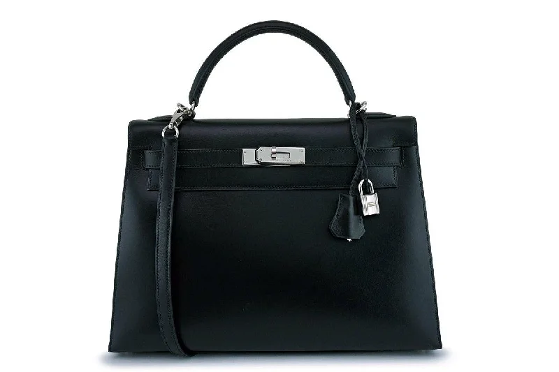 Elegant Bags For Formal Events And Luxury Occasions Hermes Black Box calf 32cm Sellier Kelly Shoulder Bag 32 PHW