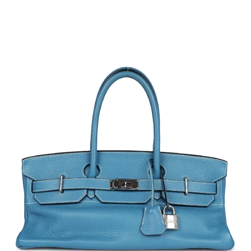 Seasonal Clearance Bags For Summer Pre-owned Hermes Shoulder Birkin 42 JPG Blue Jean Clemence Palladium Hardware