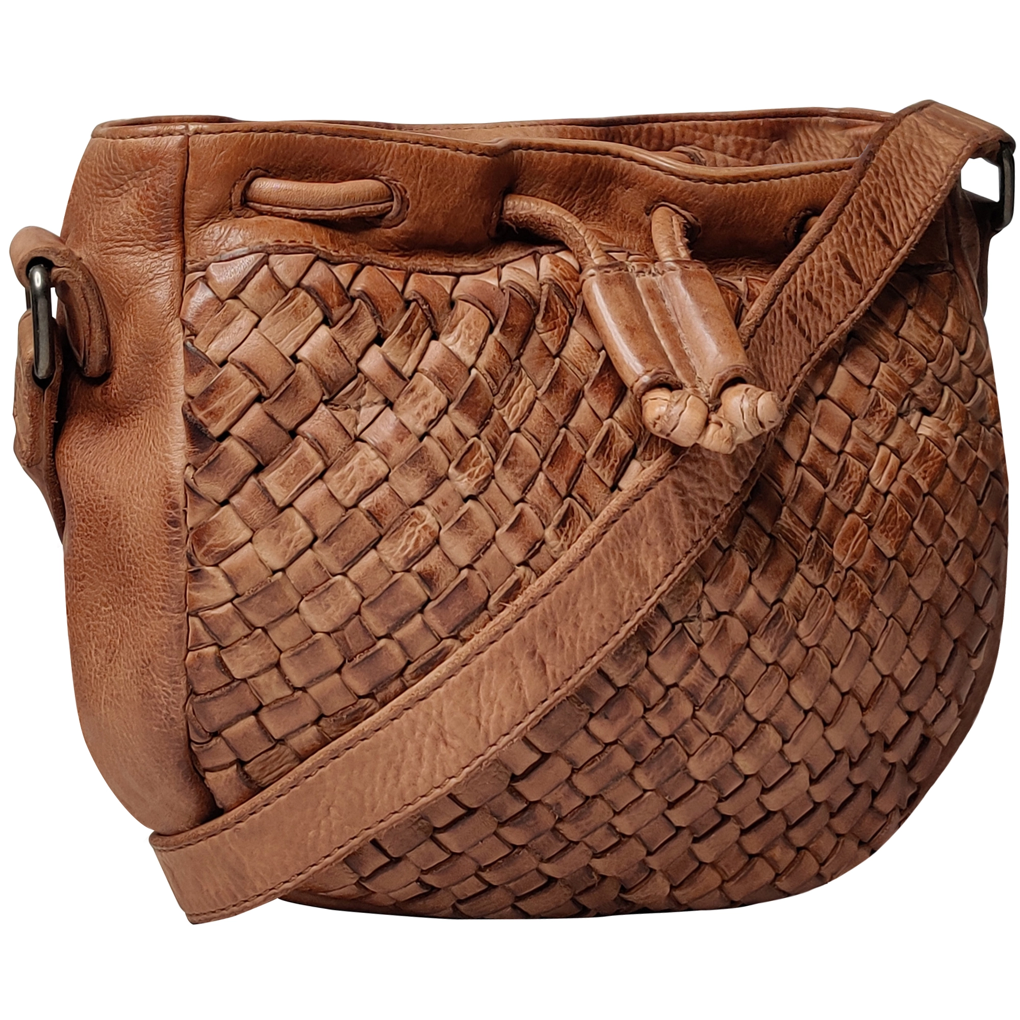 Festive Holiday Gift Bags Leather Shoulder Bag for Women, Cognac