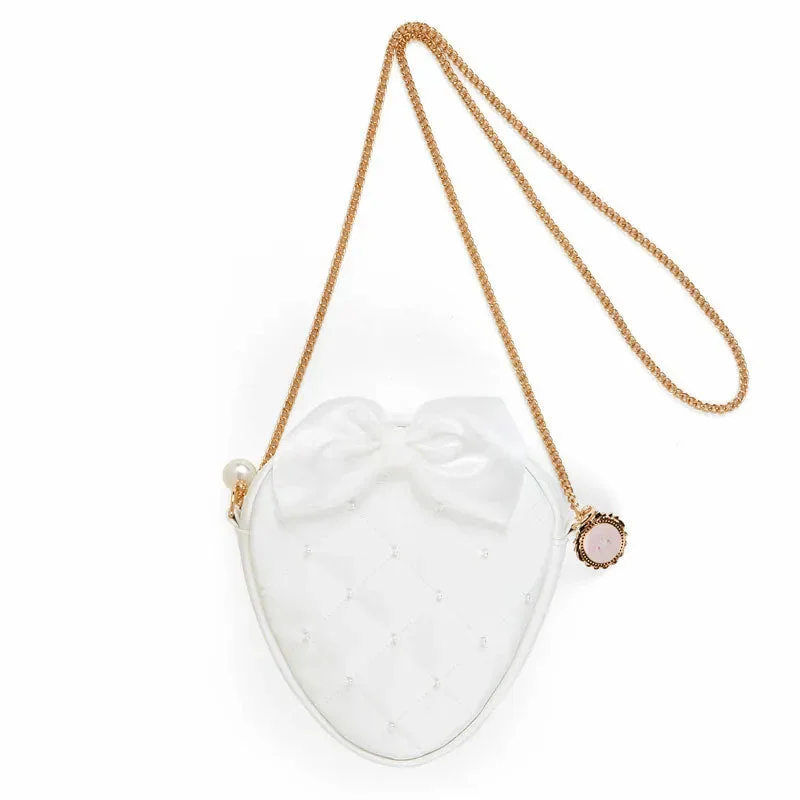 Minimalist Leather Bag For Modern Aesthetics My Melody White Strawberry Shoulder Pouch