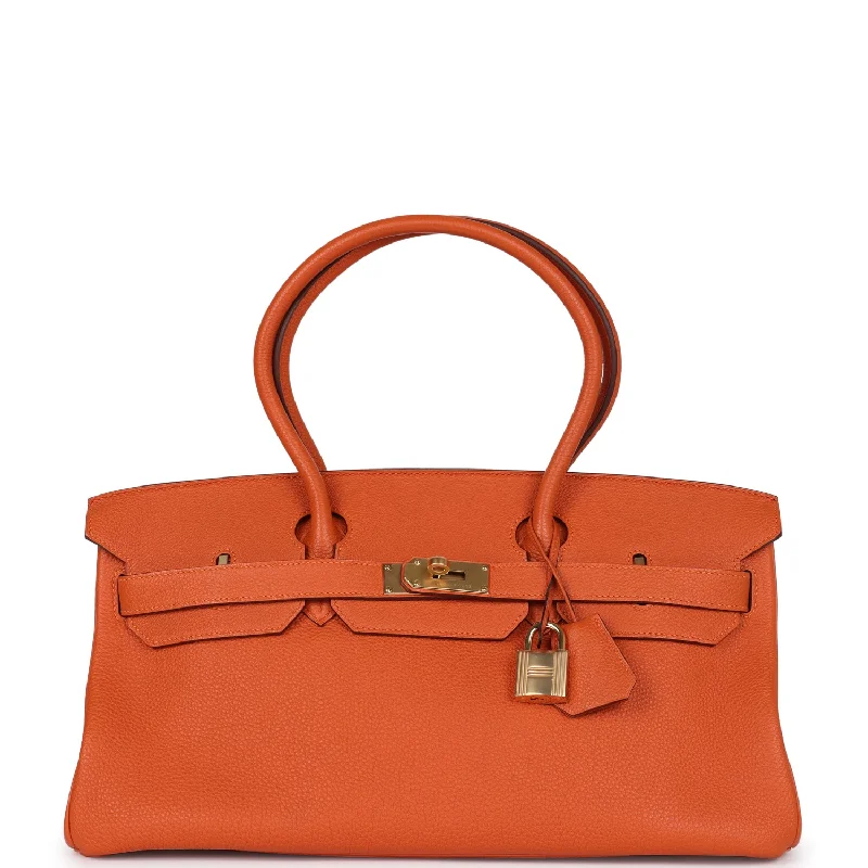 Flash Sale On Premium Bags Pre-owned Hermes Shoulder Birkin 42 JPG Orange H Clemence Gold Hardware