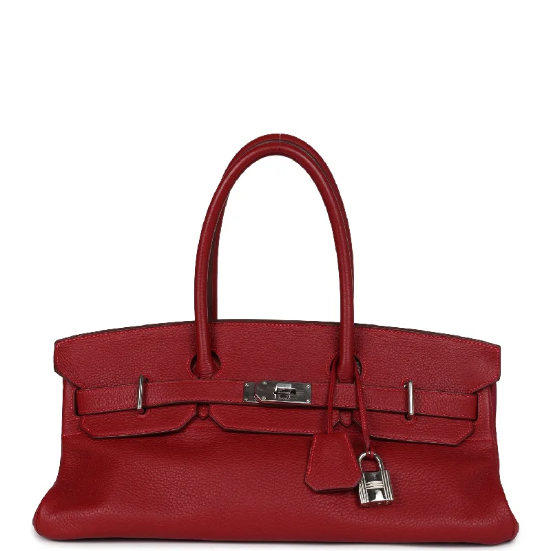 Bags With Tsa-Approved Features Pre-owned Hermes Shoulder Birkin 42 JPG Rouge Vif Clemence Palladium Hardware