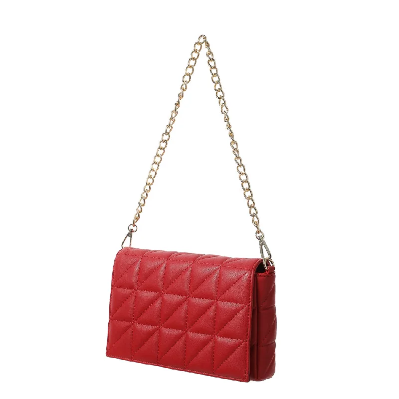 Lightweight Bags With Clearance Prices Retro Soft Rectangle Shoulder Bag with Flap Top (Red）