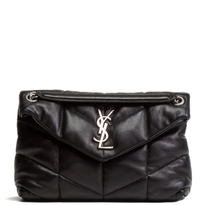 Glamorous Bags For Evening Events And Parties SAINT LAURENT Small Loulou Puffer Shoulder Bag - Black