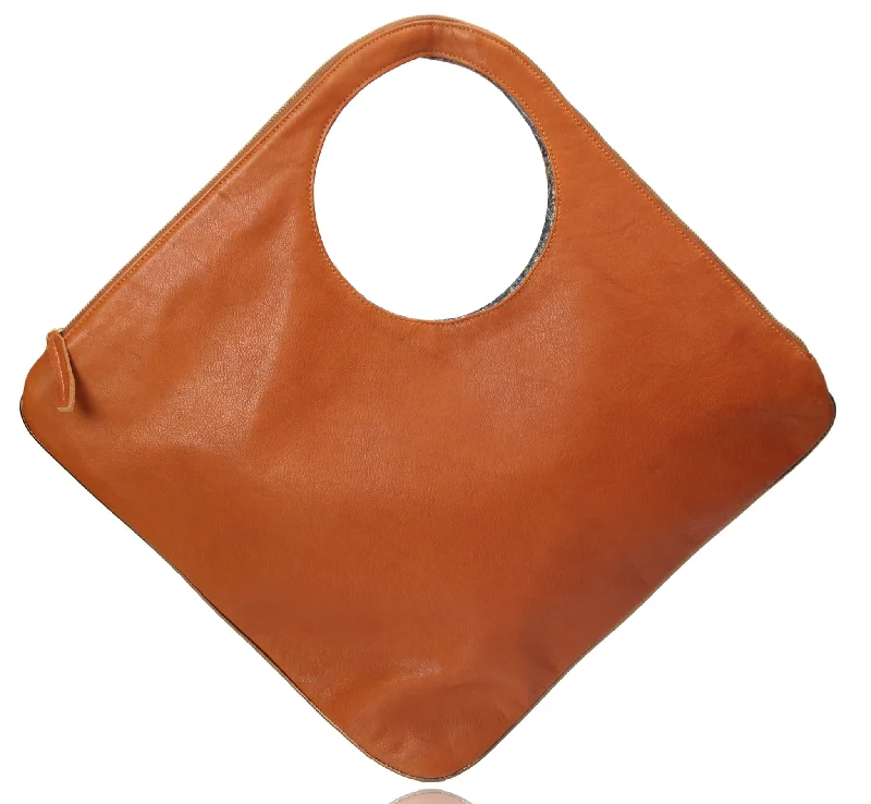 Eco-Friendly Bags With Discounts Diamond Shoulder Bag in Whiskey with Gold Trim