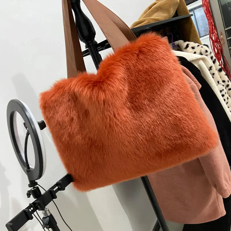 Handbag For Fashion Women's Large Fur Shoulder Bags