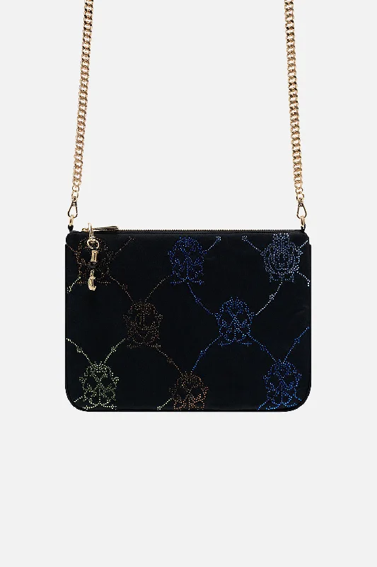 New Year Party Bag For Celebrations EMBELLISHED ZIP TOP CLUTCH WITH STRAP BLACK MONO New Year Party Bag For Celebrations EMBELLISHED ZIP TOP CLUTCH WITH STRAP BLACK MONO