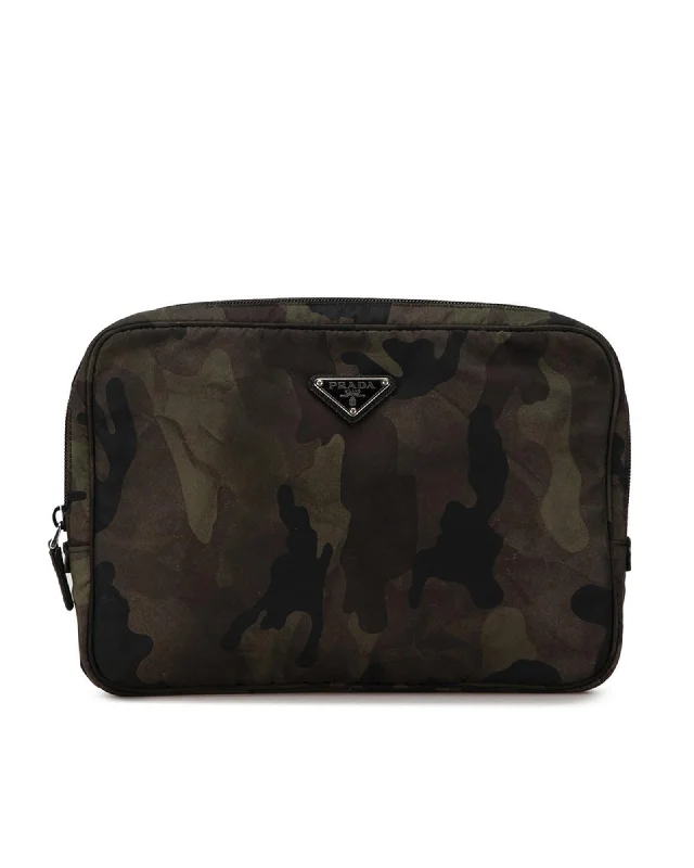Romantic Valentine's Day Bags With Promotions Nylon Camouflage Canvas Clutch Bag with Triangle Logo Plate Romantic Valentine's Day Bags With Promotions Nylon Camouflage Canvas Clutch Bag with Triangle Logo Plate