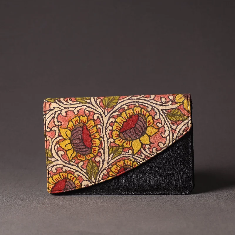 Stylish And Affordable Bags For Every Occasion Peach - Handpainted Kalamkari Natural Dyed Ghicha Silk Clutch