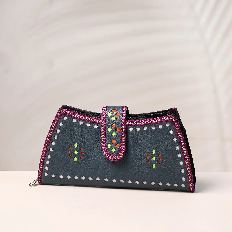 Inspired Bags For High-End Fashion Grey - Handcrafted Kutch Leather Clutch / Wallet