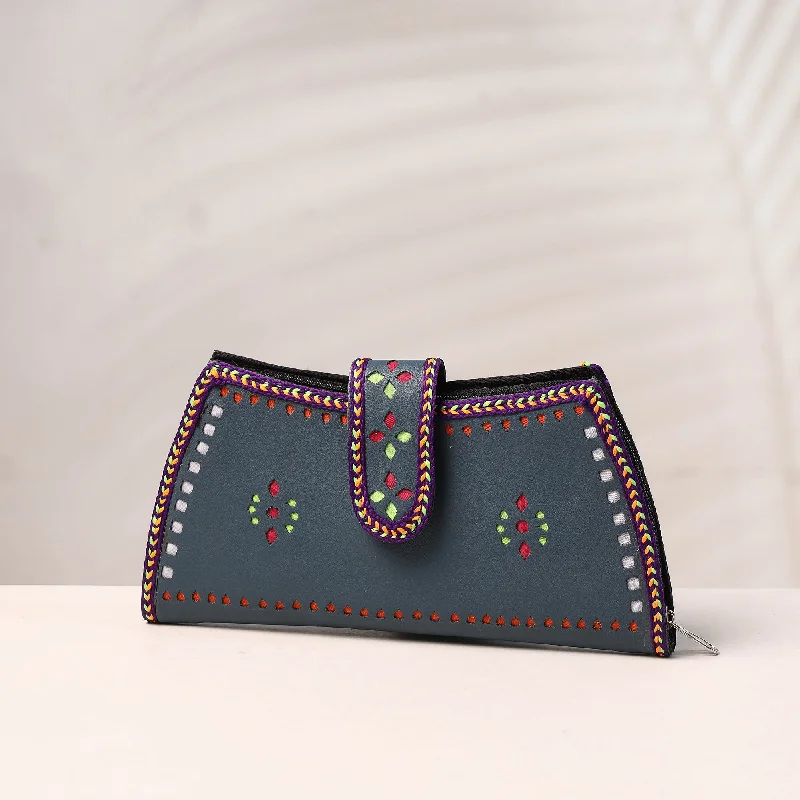 Flash Sales On Premium And High-Quality Bags Grey - Handcrafted Kutch Leather Clutch / Wallet