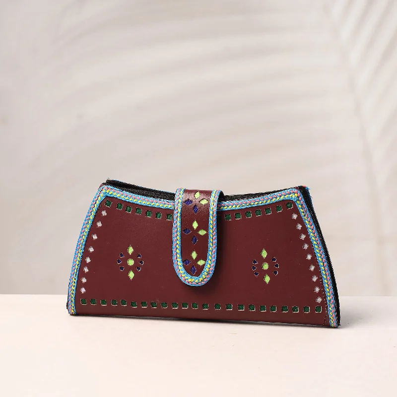 Designer Bags For Luxury Collectors With Offers Brown - Handcrafted Kutch Leather Clutch / Wallet