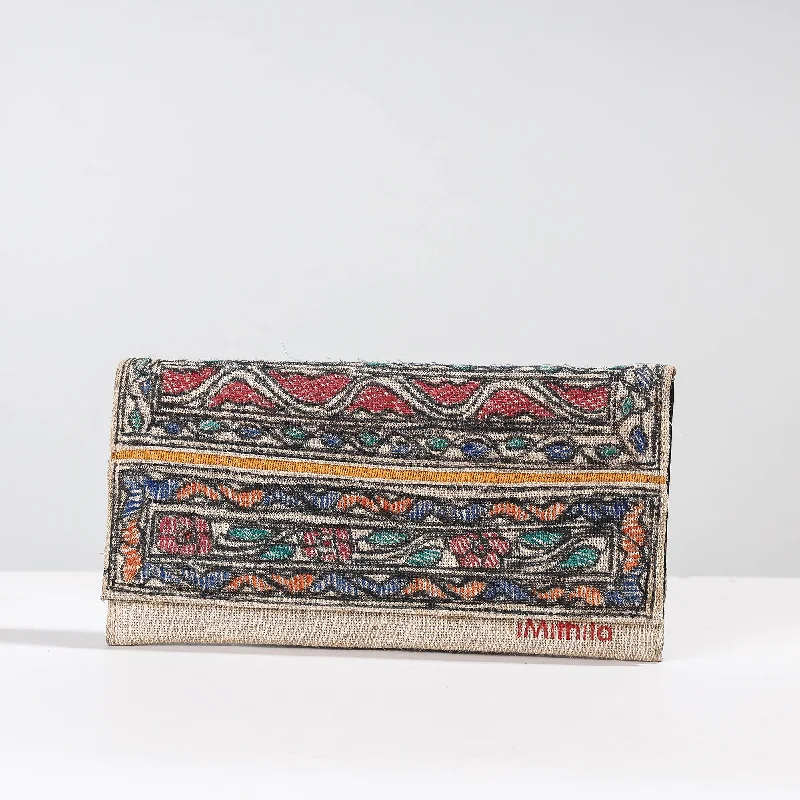 Handbag For Fashion Multicolor - Madhubani Handpainted Jute Cotton Clutch