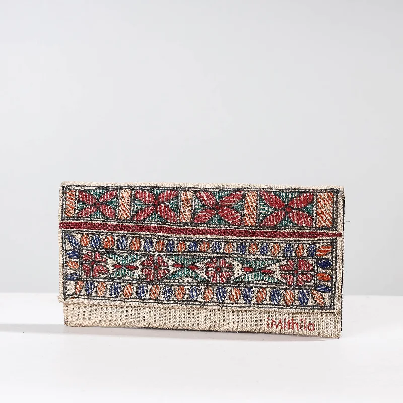 Inspired Bags For High-End Fashion Multicolor - Madhubani Handpainted Jute Cotton Clutch