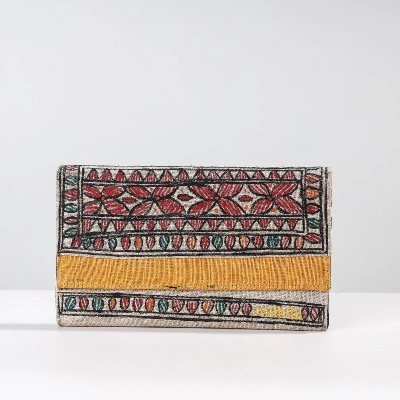 Luxury Bags On Sale Multicolor - Madhubani Handpainted Jute Cotton Clutch