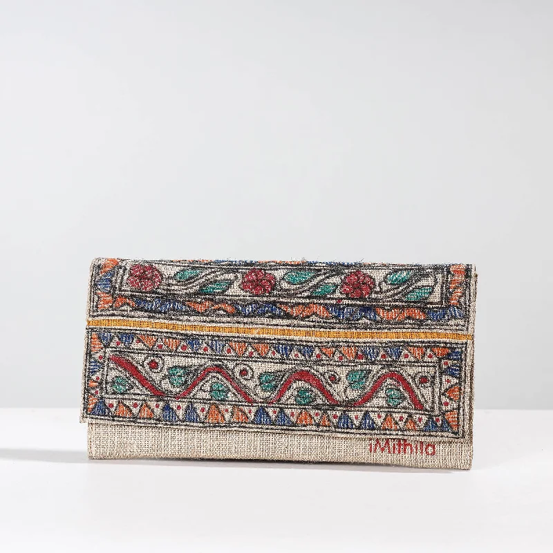 Senior Travelers Multicolor - Madhubani Handpainted Jute Cotton Clutch