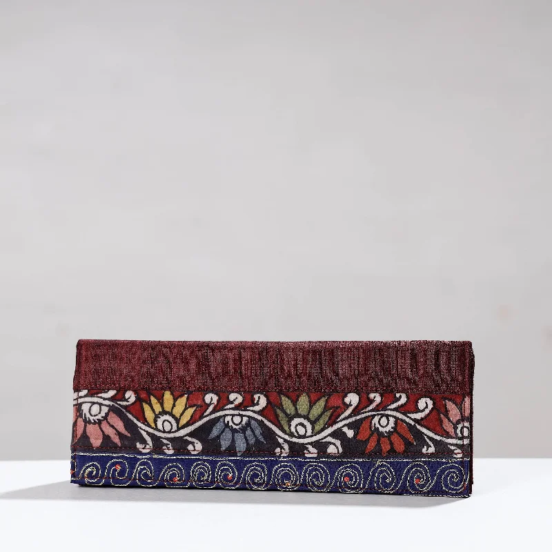 Stylish And Affordable Bags For Every Occasion Brown - Handpainted Kalamkari Ghicha Silk Clutch