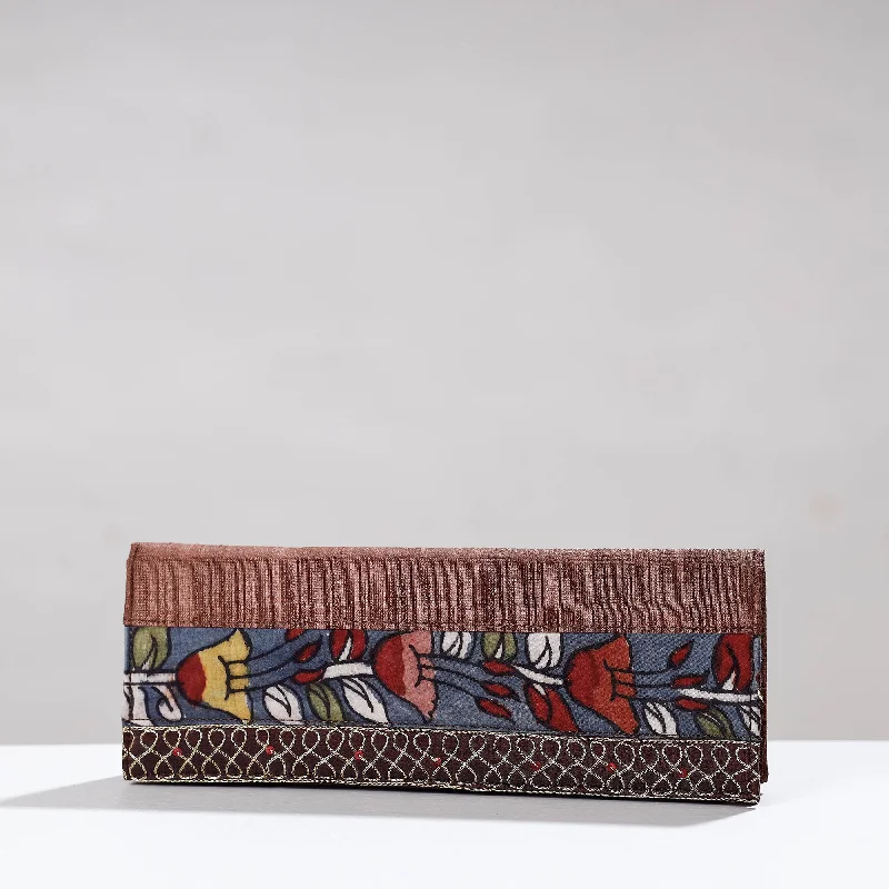 Stylish Bags With Discounts Brown - Handpainted Kalamkari Ghicha Silk Clutch