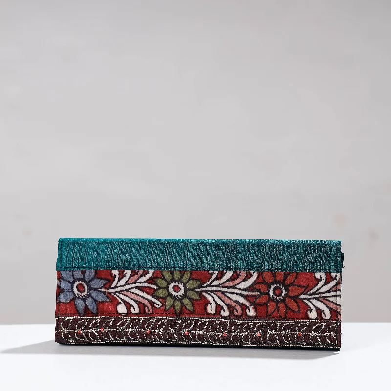 Bold And Flash-Sale Bags Green - Handpainted Kalamkari Ghicha Silk Clutch