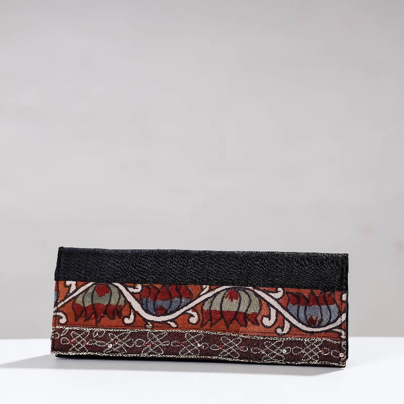 Clearance Bags For Budget Shoppers Black - Handpainted Kalamkari Ghicha Silk Clutch