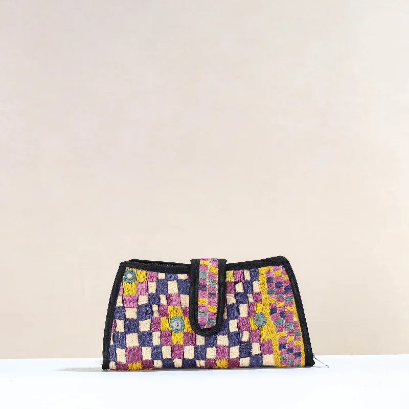 Sleek And Seasonal Sale Bags Multicolor - Handcrafted Kutch Embroidery Cotton Clutch / Wallet