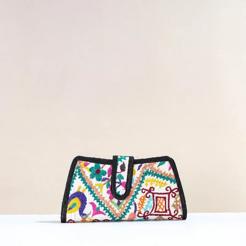 Bags For Playful And Chic Styles Multicolor - Handcrafted Kutch Embroidery Cotton Clutch / Wallet