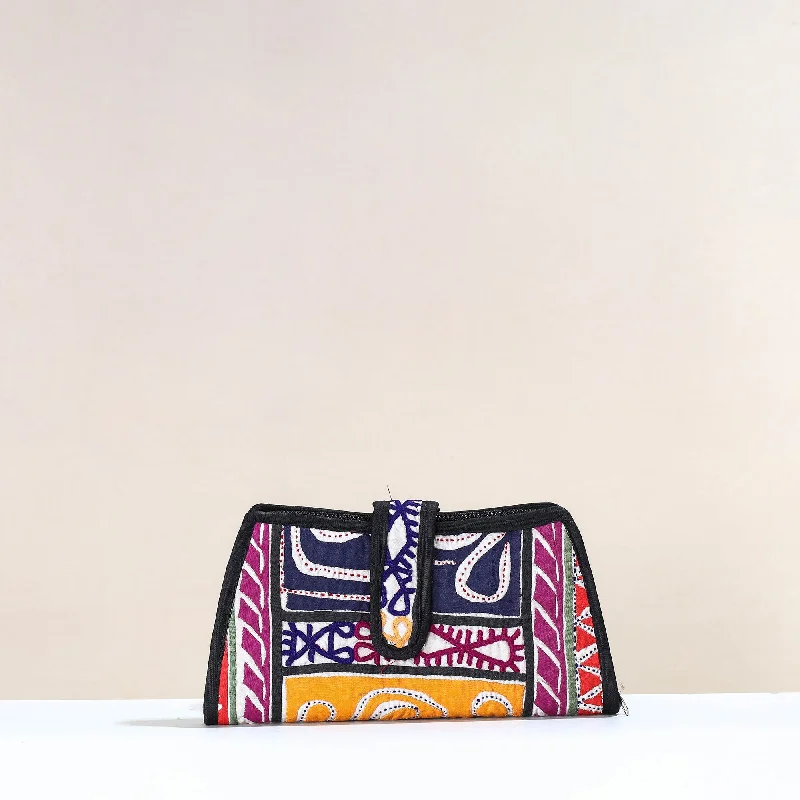 Seasonal Clearance Bags For Summer Multicolor - Handcrafted Kutch Embroidery Cotton Clutch / Wallet