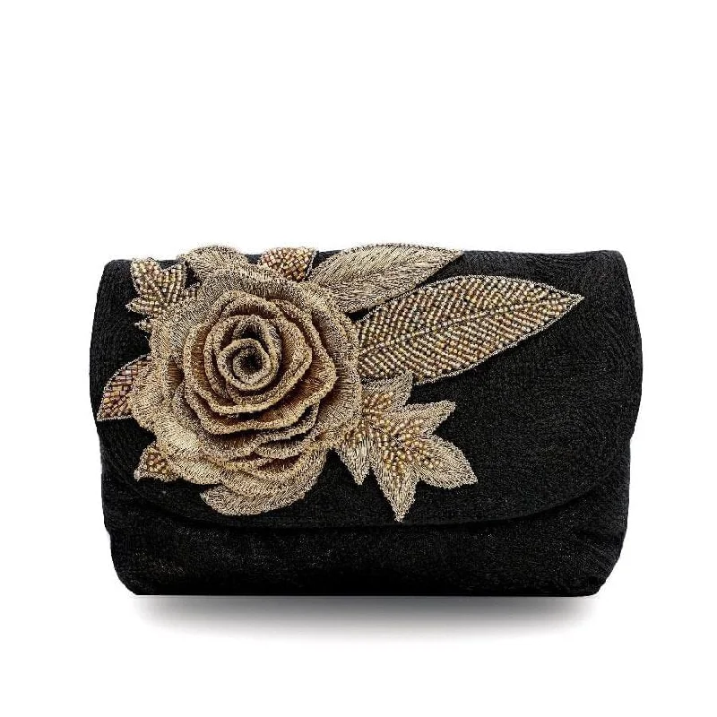 Vibrant Bags With Discounts 3D Rose Gold Clutch - Women's clutch bag in black and gold