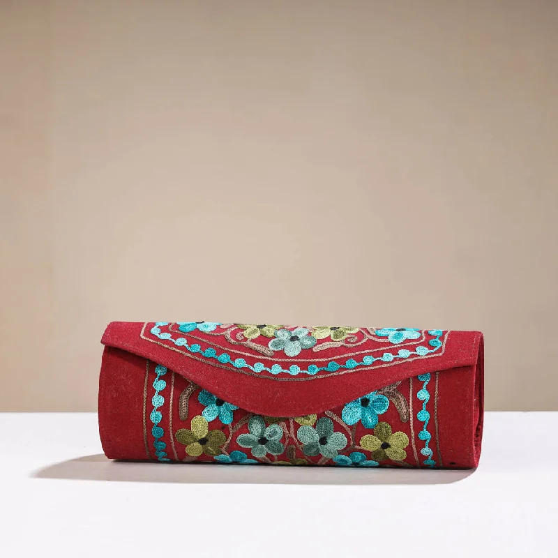 Everyday Bags For Work, School, Or Errands Red - Original Chain Stitch Crewel Embroidery Velvet Clutch Everyday Bags For Work, School, Or Errands Red - Original Chain Stitch Crewel Embroidery Velvet Clutch