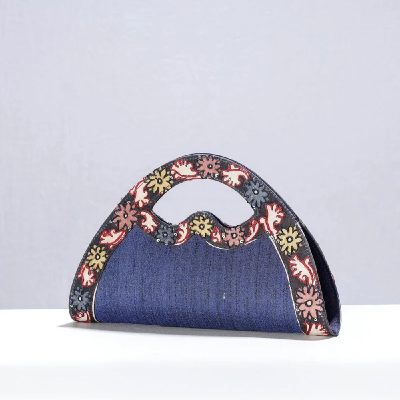 Bags For Outdoor Adventures Blue - Handpainted Kalamkari Natural Dyed Ghicha Silk Hand Clutch Bag Bags For Outdoor Adventures Blue - Handpainted Kalamkari Natural Dyed Ghicha Silk Hand Clutch Bag